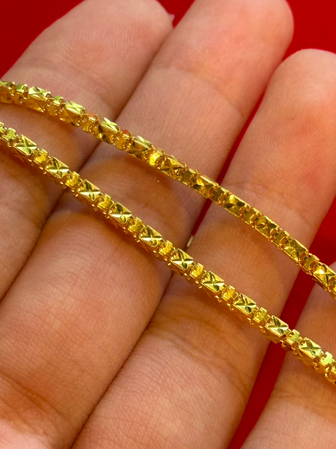 Diamond-Cut Box Link Chain, 23K Gold