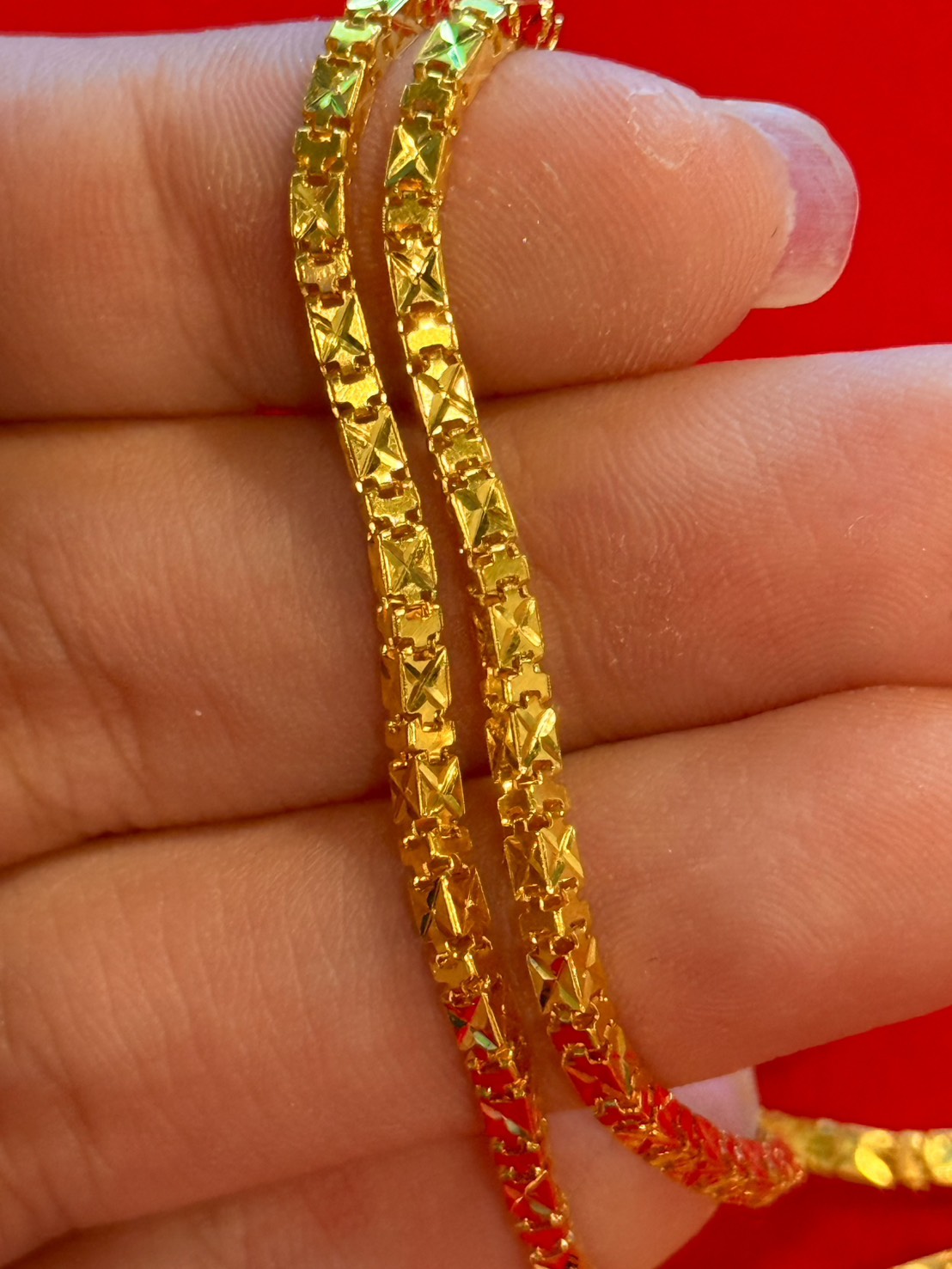 Diamond-Cut Box Link Chain, 23K Gold