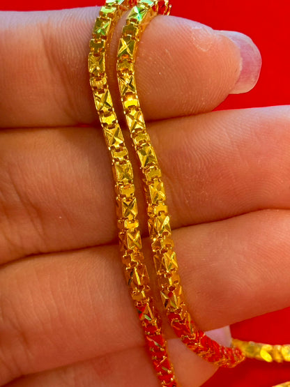 Diamond-Cut Box Link Chain, 23K Gold