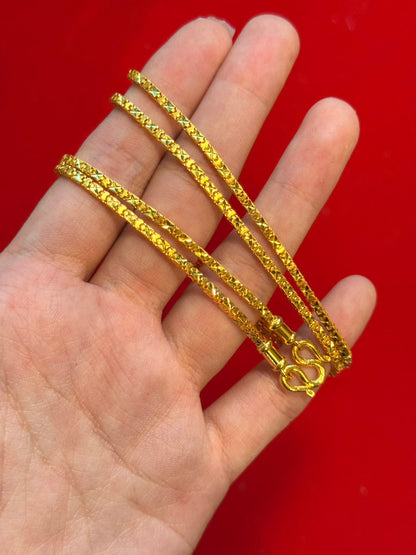 Diamond-Cut Box Link Chain, 23K Gold
