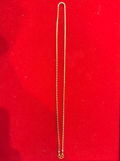Diamond-Cut Box Link Chain, 23K Gold