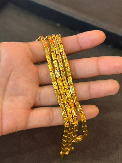 Bar Link Chain, Diamond-Cut, 24K Gold