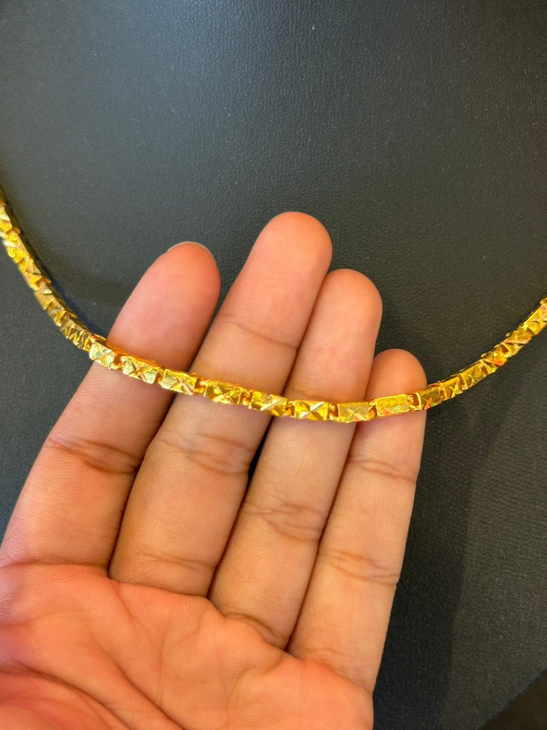 Bar Link Chain, Diamond-Cut, 24K Gold