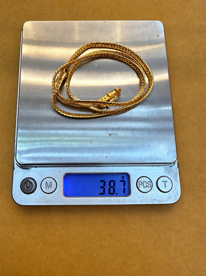 38.7g, 24", Tight Cuban Chain, Lobster Clasp, 23K Gold