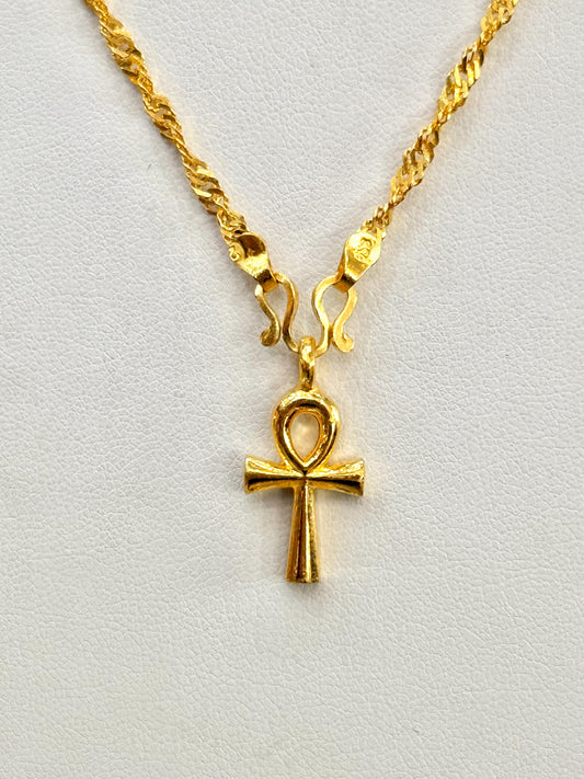 Egyptian Ankh Pendant, 24K Gold