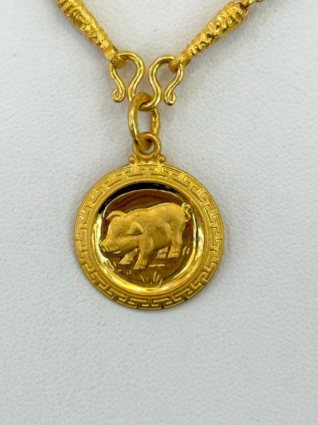 Year of the Pig, Chinese Zodiac Pendant, 23k Gold