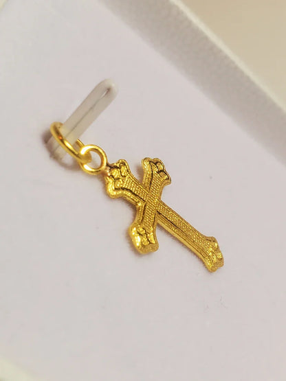 Stylish Cross Pendant, 23K Gold