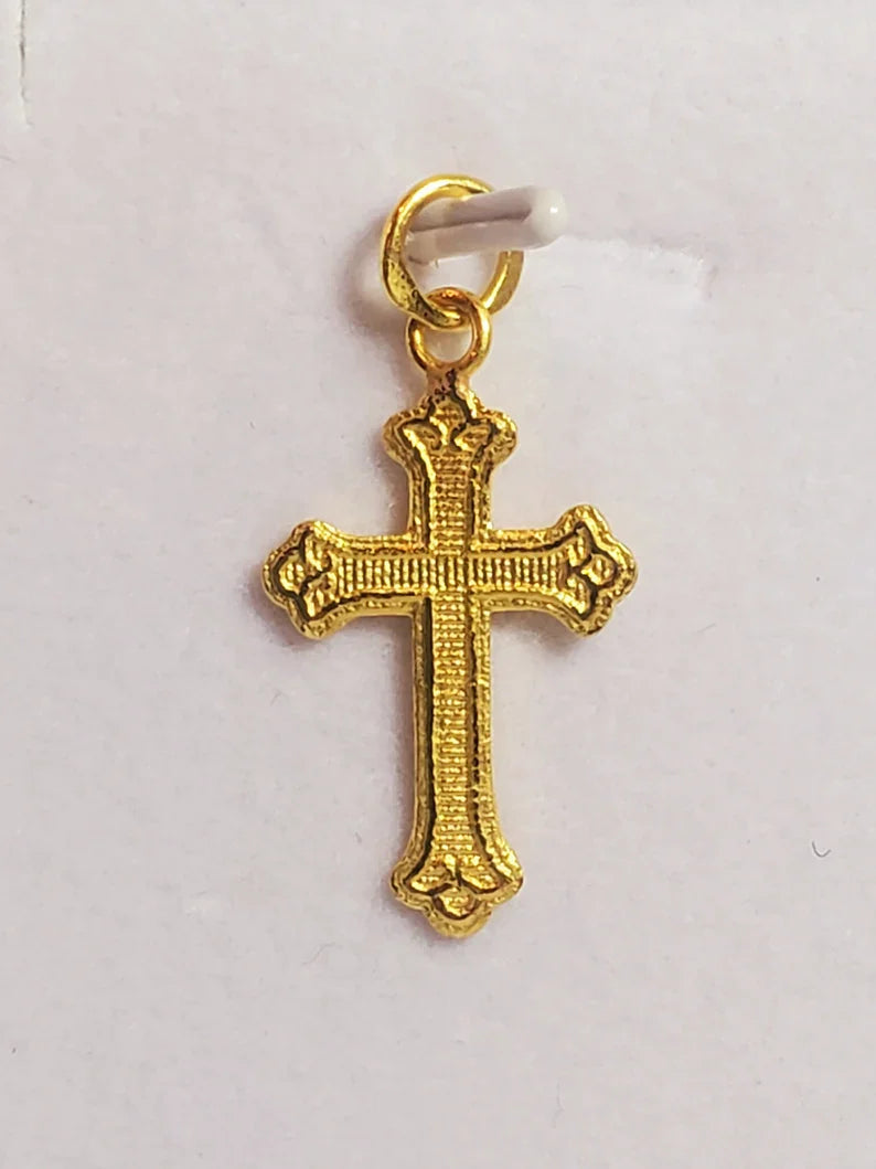 Stylish Cross Pendant, 23K Gold