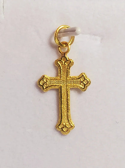 Stylish Cross Pendant, 23K Gold