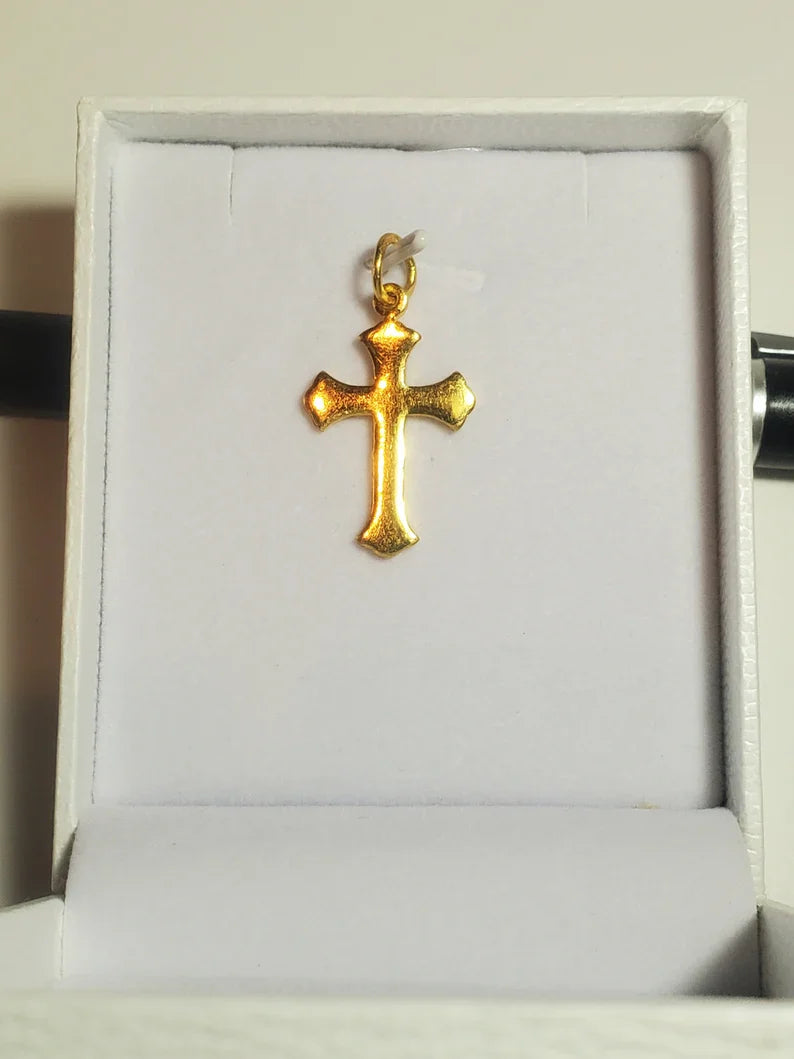 Smooth Cross Pendant, 23K Gold