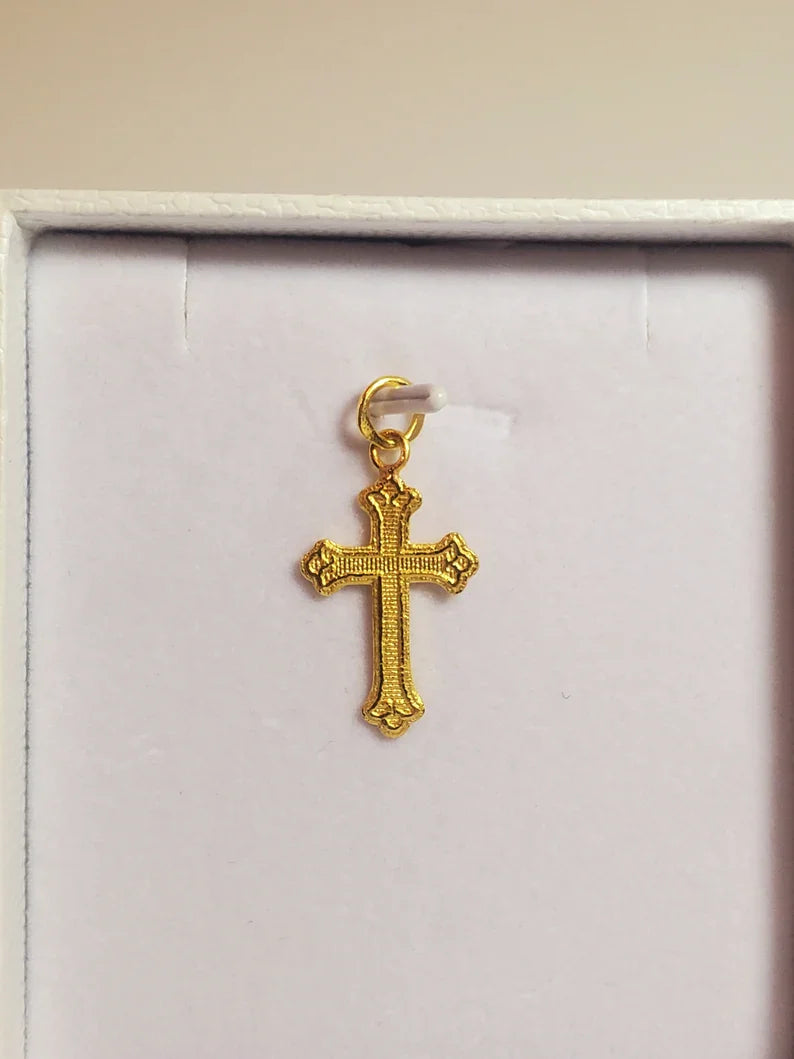 Stylish Cross Pendant, 23K Gold