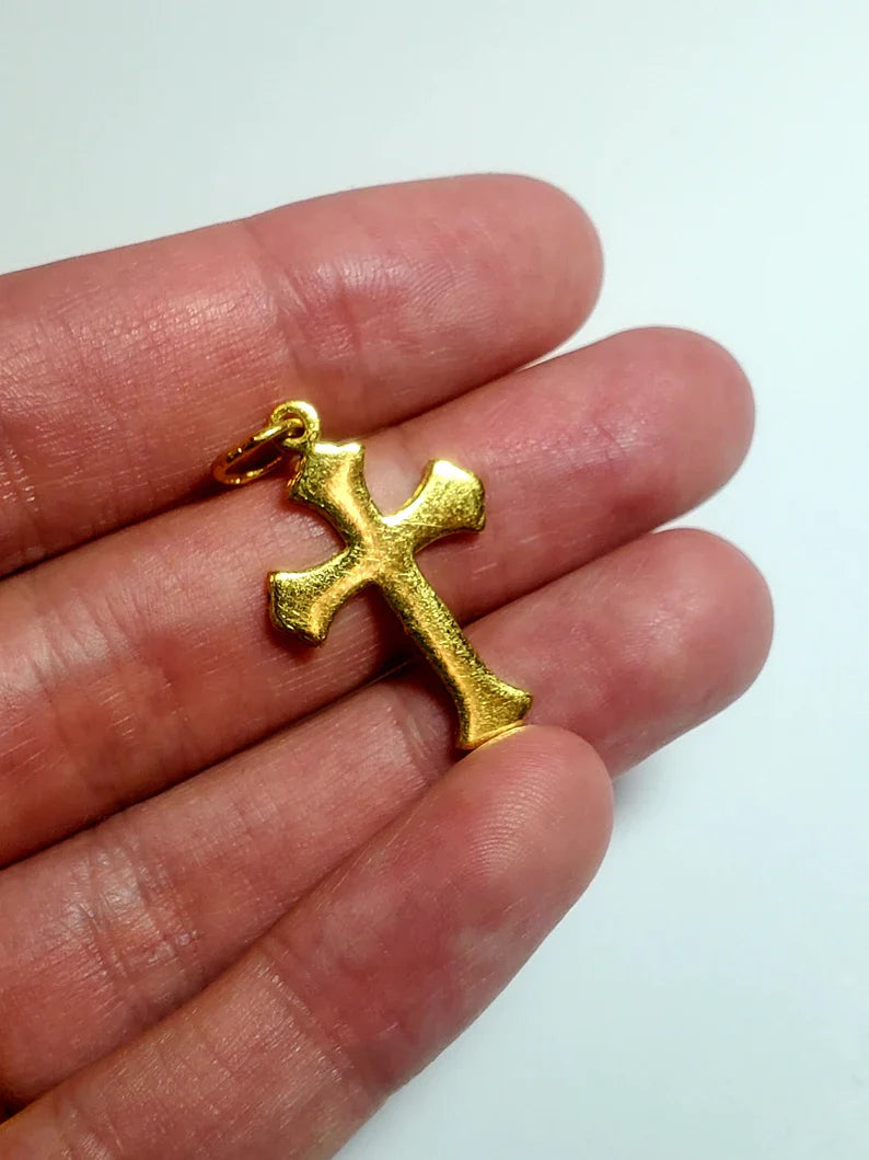 Smooth Cross Pendant, 23K Gold