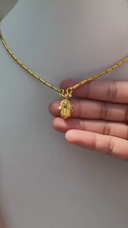 Hamsa Pendant, 24K Gold