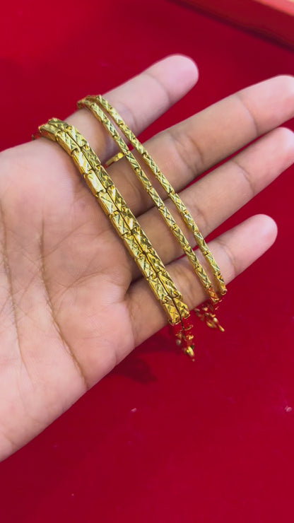 Bar Link Chain, Diamond-Cut, 24K Gold