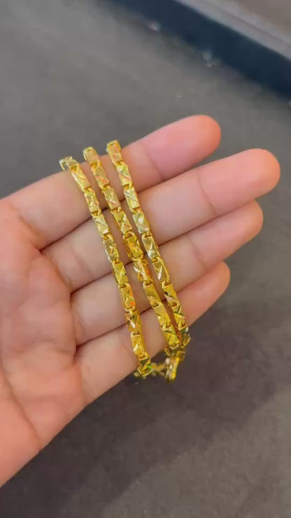 Bar Link Chain, Diamond-Cut, 24K Gold