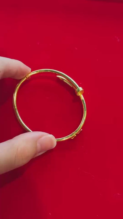 Designer Nail Bangle, 23K Gold