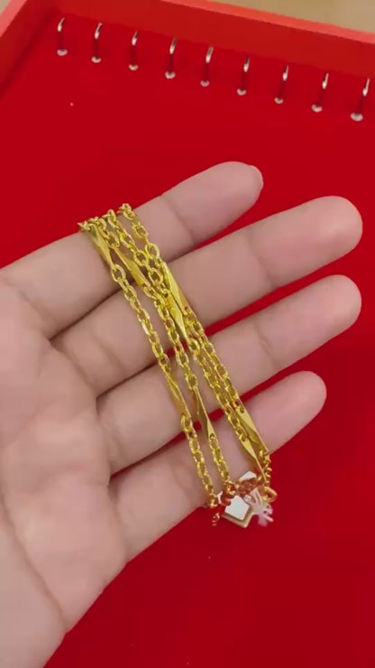 Mixed Link Chain, 24K Gold