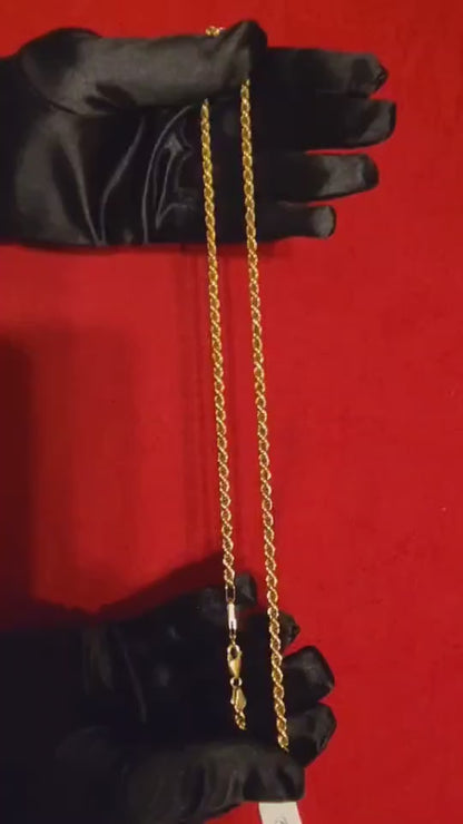 Rope Chain, 14k Gold, 2 Lobster Clasps