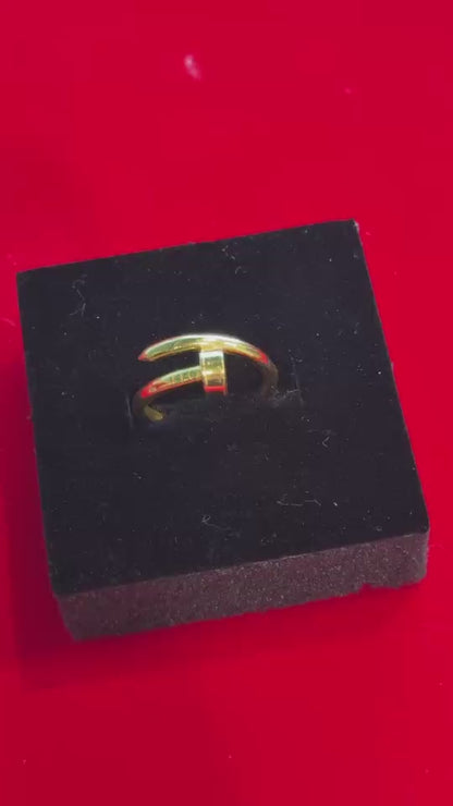 Designer Nail Ring, 23K Gold