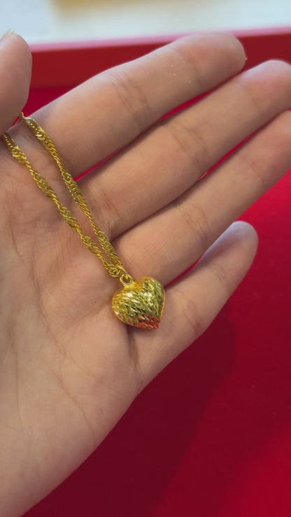Spiral Heart Necklace, 23K Gold