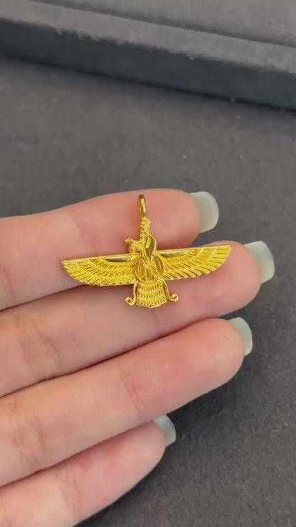 Asho Faravahar Pendant, 24K Gold